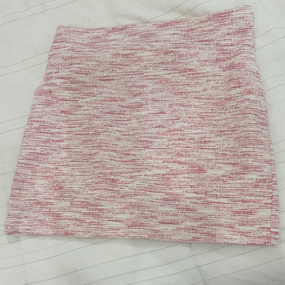 LOFT Pink and White Textured Mini Skirt